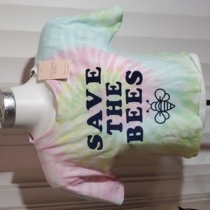 SOUTHERN SPIRIT COLLECTION Tie Dye Crop Top Tee-Save the Bees-NEW-Sz XS